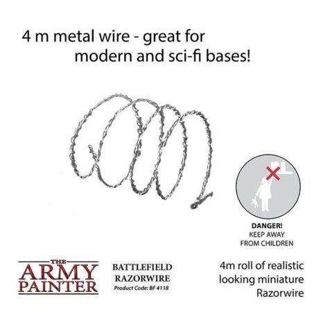 Army Painter Battlefield Razorwire Basing Materials - 4M Roll Of Realistic Looking Miniature Razor Wire