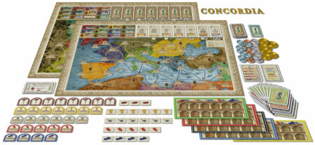 Concordia Board Game With The Board And Pieces